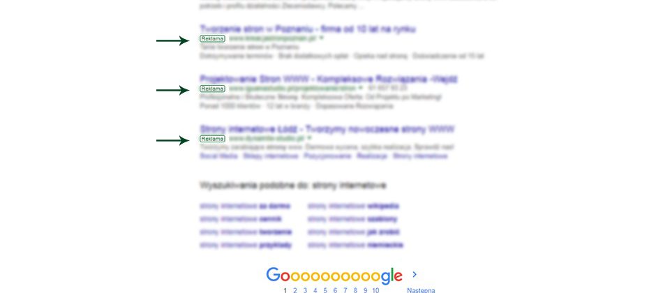 reklama adwords w wyszukiwarce dolne